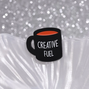 Broche tasse à café en émail avec texte Creative Fuel pour accessoire de mode et cadeau