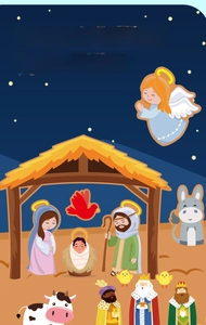 Kit d'autocollants scène de nativité avec personnages bibliques colorés pour enfants