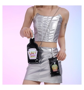 Unique black sauce bottle and condiment packet shaped crossbody bags for women