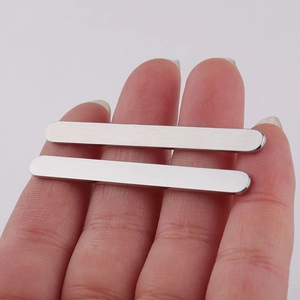Close-up of polished 5mm stainless steel strips for DIY open ring jewelry making