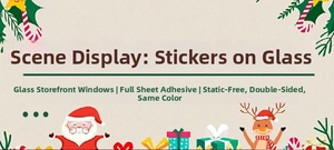 Double-sided Christmas static stickers with Santa and reindeer for store glass windows