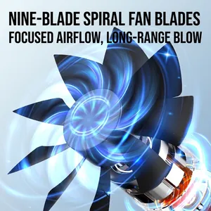 Nine-blade spiral fan motor structure for pet cooling fan with 3D airflow effect