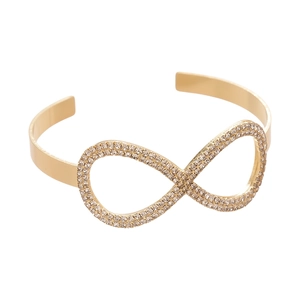 Bracciale rigido di lusso infinito in oro con diamanti luccicanti da donna