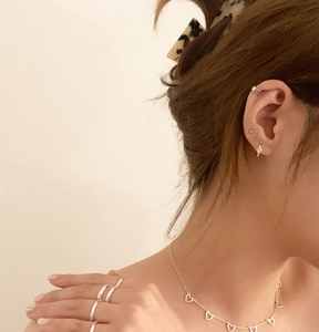 Minimalist S925 sterling silver jewelry set featuring heart necklace and zircon earrings