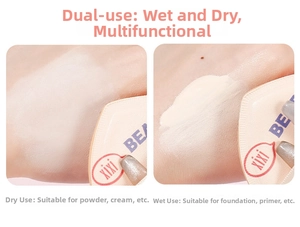 Détail de l'éponge de maquillage douce pour application sèche et humide de fond de teint