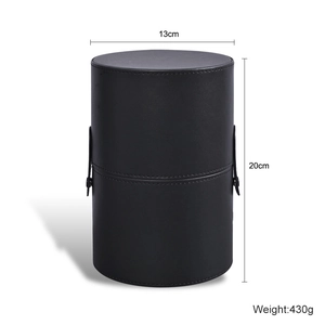 Makeup Brush Holder PU Leather Dustproof Storage Bucket Portable Cosmetic Bag Organizer Travel Container Case