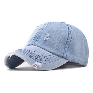 Cappello Da Baseball In Denim Lavato Consumato Vintage Street Cappello Da Sole Con Buchi Regolabile Cotone Per Uomo Donna