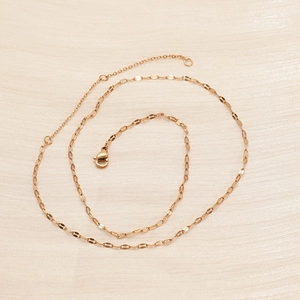 Minimalist rose gold stainless steel lip chain necklace with adjustable lobster clasp