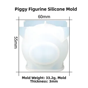 Detailed dimensions of pig-shaped silicone mold for DIY resin desktop ornaments