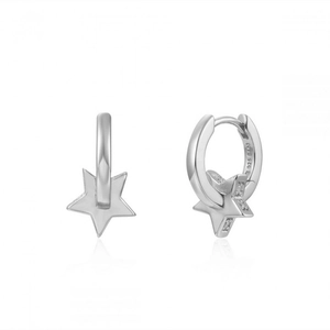 Macro detail of silver star-shaped earrings with polished S925 sterling silver hallmarking