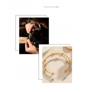 Bracelets manchettes en acier inoxydable doré 18 carats avec polissage plasma et placage sous vide