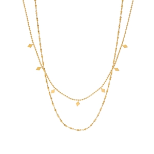 Double-layered 18K gold plated stainless steel necklace with diamond-shaped sequins