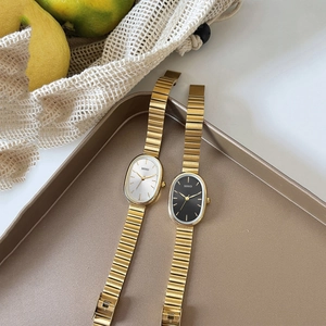 Retro Minimalist Women's Oval Dial Watch Stainless Steel Case Zinc Alloy Strap Quartz Analog Wristwatch Fashion Korean Style Gift For Women