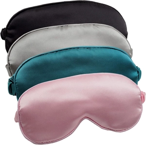 Silky sleep eye masks set in black, silver, green and pink with elastic headbands