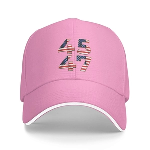 Pink Make America Great Again baseball cap with flag pattern numbers 45 and 47
