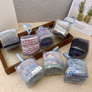 Durable braided high-elasticity hair ties set with colorful beads in a premium gift box