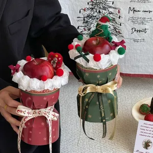 Christmas Apple Bouquet Wrapping Paper Cardstock Shaping Sheets Felt Reindeer Santa Ornaments Gift Packaging Materials For Xmas Decor