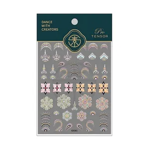 Adesivi per unghie 5D KX085 con motivi geometrici a pois colorati su sfondo bianco puro