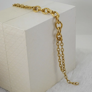Classic 18K gold plated stainless steel cable link bracelet for men and women