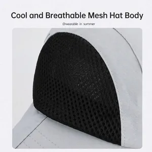 Chapeau de soleil gris respirant à large bord avec empiècements en mesh pour la randonnée