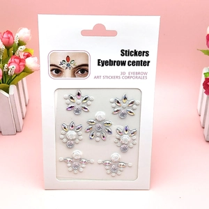 Iridescent 3D rhinestone eyebrow stickers and decorative face gems for stage makeup