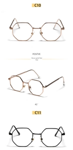 Detail view of octagonal metal frames in rose gold and black finishes with anti-slip tips