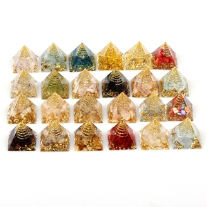 Orgonite Pyramid Energy Tower Natural Crystal Stones Resin Healing Chakra Meditation Desk Ornament Office Home Decor