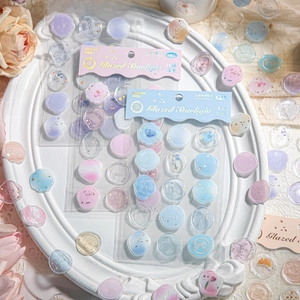 Embossed Faux Wax Seal Stickers Crystal Epoxy Resin Gold Foil Decals For DIY Scrapbook Journal Envelope Decorative Craft