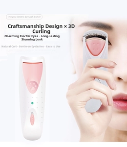 Detail of electric heated eyelash curler with cat paw relief and LED power indicator