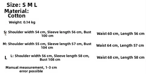 Detailed size chart for women college style shirt and pleated skirt two-piece set in cotton