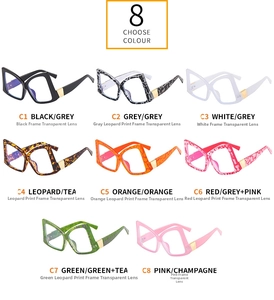 Selection of butterfly-shaped blue light blocking glasses in eight trendy vibrant colors