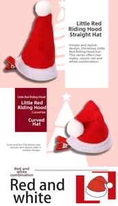Detail of red and white mini Christmas hat hair clips with metal alligator clips