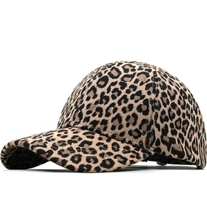 Classic faux suede baseball cap with leopard print pattern for outdoor sun protection