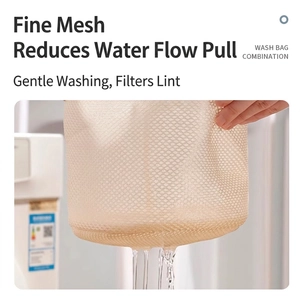 Wash bag combination with fine mesh design for delicates in a light apricot color