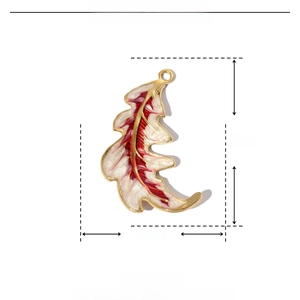 Detail of leaf-shaped enamel pendant with dimensions 37mm by 22mm and 3.6g weight