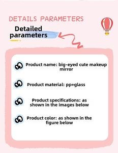 Detailed parameter table showing PP plastic makeup mirror specs and high quality glass