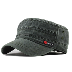 Deep greyish green washed cotton cadet cap with FS FASHION patch and breathable eyelets
