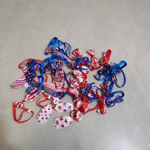 Ensemble de nœuds papillon pour animaux Jour de l'Indépendance avec drapeau américain