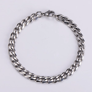Men Cuban Link Bracelet High Polished 316L Stainless Steel Hip Hop Trendy Mirror Finish Jewelry