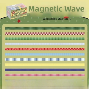 Detailansicht von 10 Washi-Tape-Rollen mit Vintage-Gitter und geometrischen Mustern