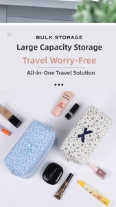 Floral makeup bags with large capacity and cute bow detail for travel storage
