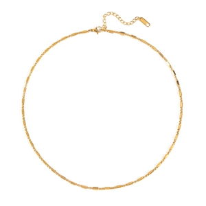 Collier chaîne à maillons rectangulaires en acier inoxydable plaqué or 18K style épuré