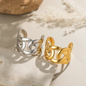 Hollow chain style open bangles in gold and silver finish with 18K gold plating