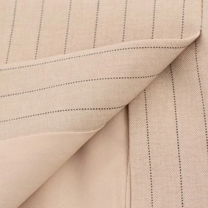 Ensemble jupe beige à fines rayures style français avec détails en tissu tissé