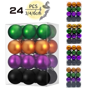 Halloween Christmas Decoration Balls Plastic Hanging Ornaments Mixed Shiny Matte Glitter Halloween Tree Decor