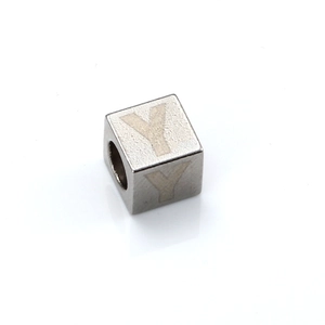Vintage stainless steel square cube bead with letter Y for DIY jewelry making