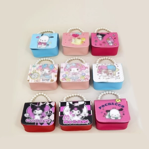 Detailed grid of cartoon mini handbags with pearl handles and Sanrio character prints