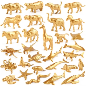 Modelli Di Animali Dorati Realistici Simulazione Plastica Miniatura Fauna Selvatica Creature Marine Figurine Decorazione Scrivania Giocattoli Educativi