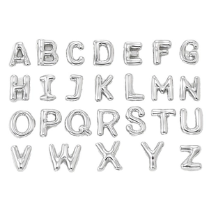 Polished silver alphabet pendant set from A to Z with a metallic luster finish
