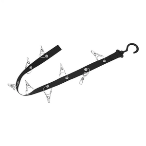 Correa de almacenamiento de pared con 8 clips metálicos para gorras y accesorios